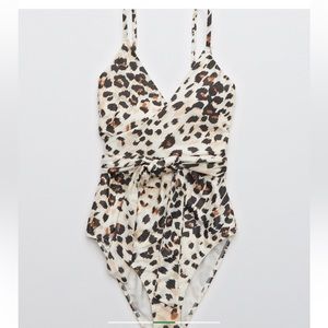 Aerie leopard one piece swimsuit size S